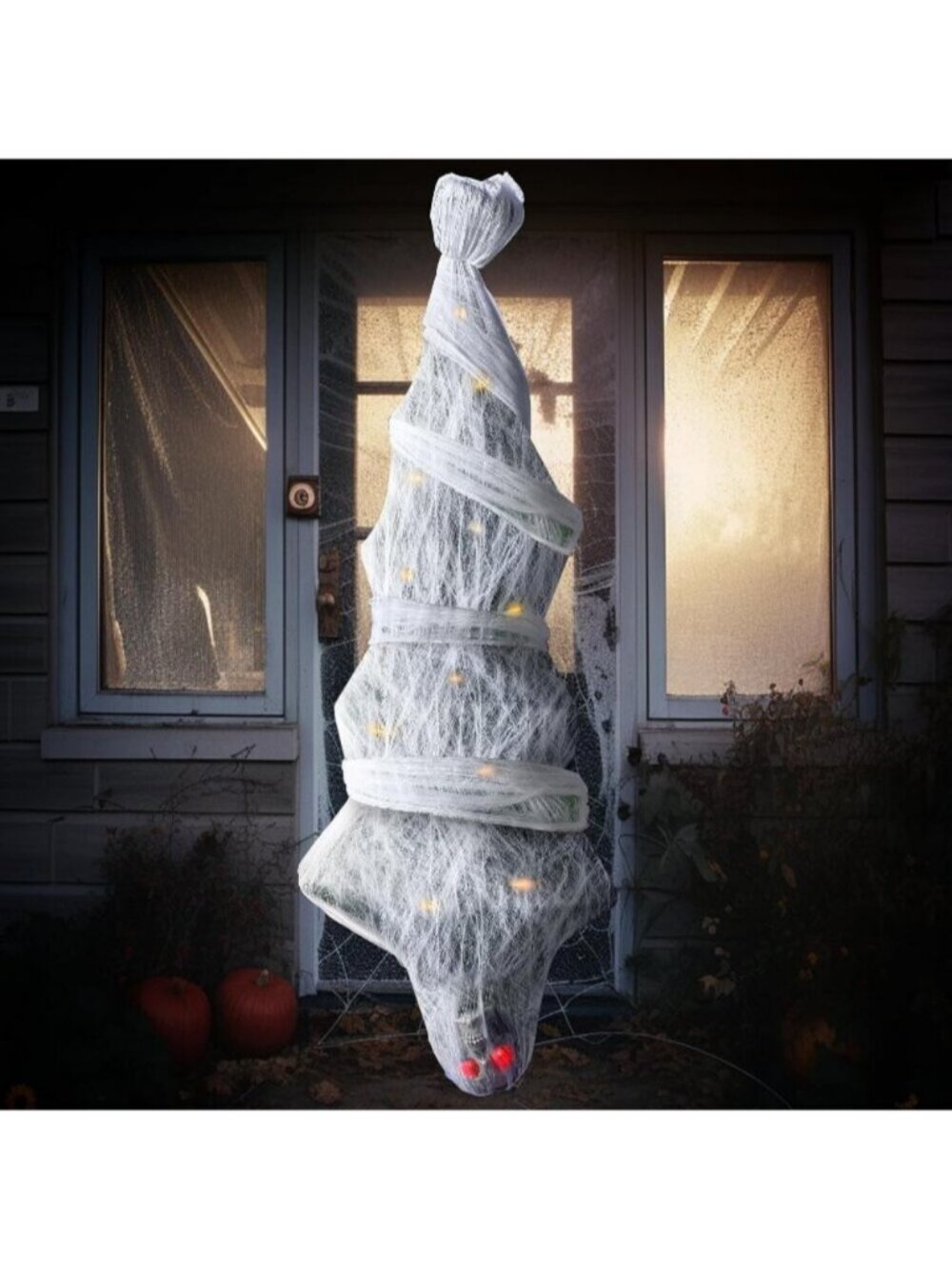 72" Halloween Hanging Cocoon Corpse Props Scary Skeleton Eerie Glow Graveyard